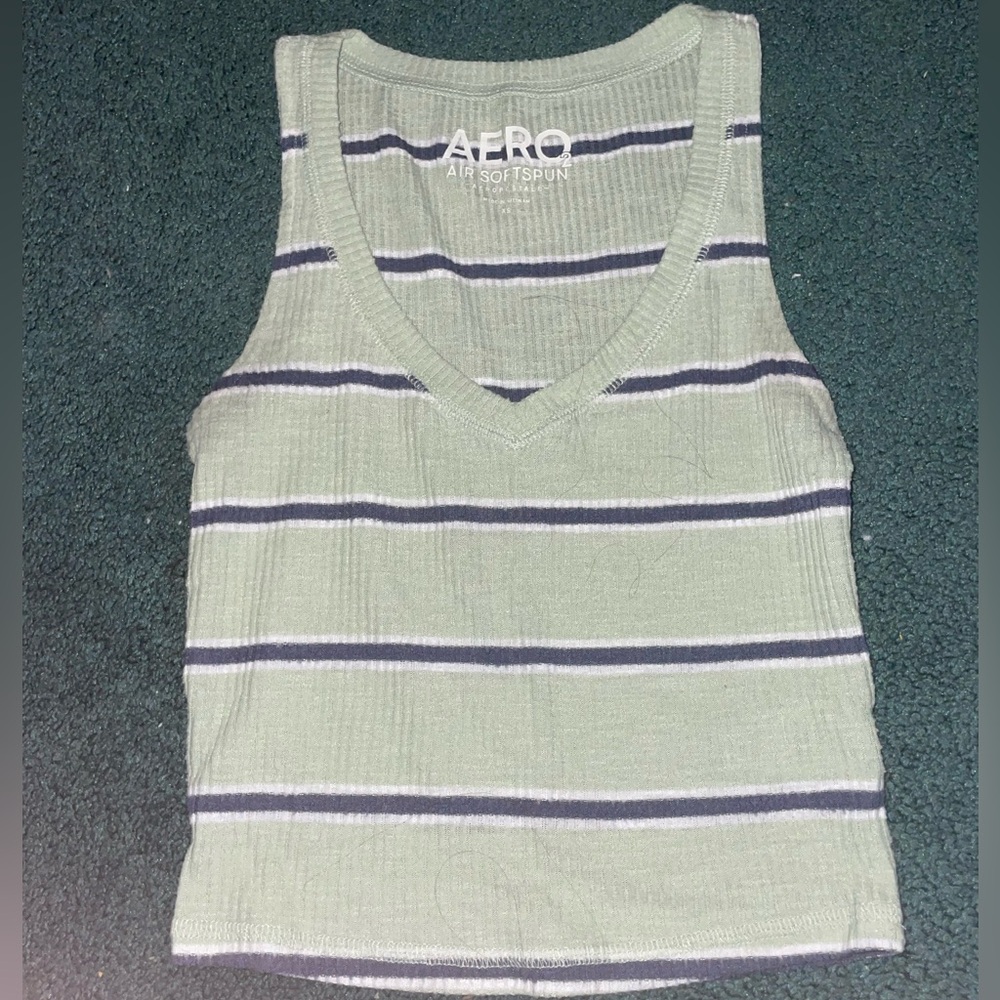 Green Striped Women's Tank Top